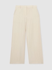 Reiss Cream/Black Jayce Petite Pinstripe Wide-Leg Trousers - Image 2 of 8