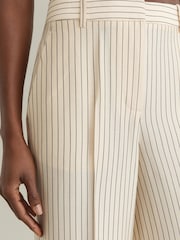 Reiss Cream/Black Jayce Petite Pinstripe Wide-Leg Trousers - Image 3 of 8