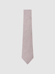 Rose tendre - Reiss Emilio Silk Micro Geometric-Print Tie - Image 2 de 5