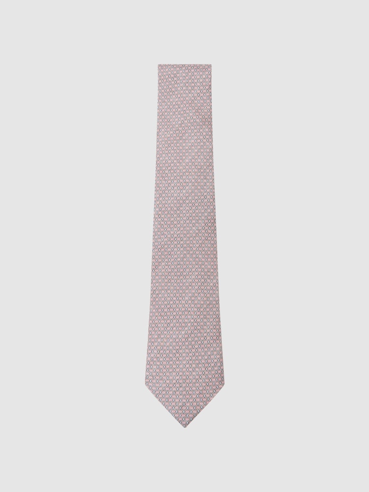Rose tendre - Reiss Emilio Silk Micro Geometric-Print Tie - Image 2 de 5