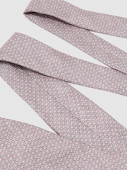 Rose tendre - Reiss Emilio Silk Micro Geometric-Print Tie - Image 3 de 5