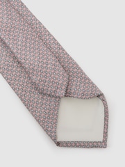 Rose tendre - Reiss Emilio Silk Micro Geometric-Print Tie - Image 4 de 5