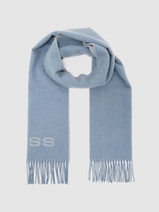 Reiss Soft Blue Picton Logo Wool-Cashmere Logo Scarf - Image 3 of 5