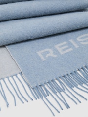 Reiss Soft Blue Picton Logo Wool-Cashmere Logo Scarf - Image 4 of 5