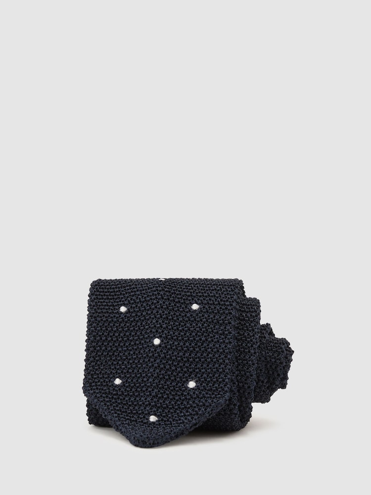 Reiss Navy Punto Spot Tie - Image 2 of 7