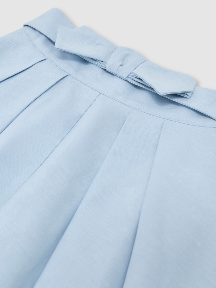 Reiss Pale Blue Gigi 9-13 yrs Bow-Detail Pleated Midi Skirt - Image 6 of 6