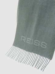 Reiss Soft Sage Green Picton Logo Wool-Cashmere Logo Scarf - Image 5 of 5
