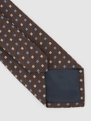 Reiss Chocolate Brown Salvatore Linen-Silk Blend Micro-Square Tie - Image 5 of 6