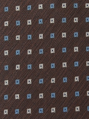 Reiss Chocolate Brown Salvatore Linen-Silk Blend Micro-Square Tie - Image 6 of 6