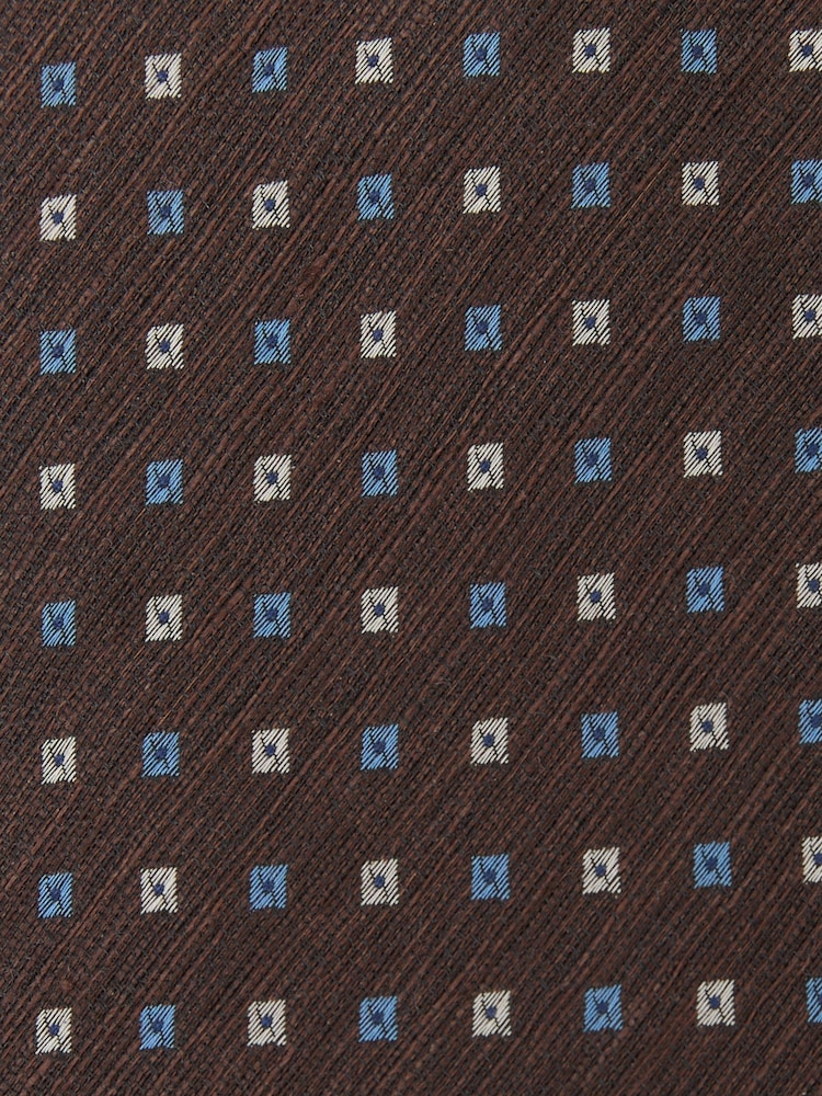 Reiss Chocolate Brown Salvatore Linen-Silk Blend Micro-Square Tie - Image 6 of 6