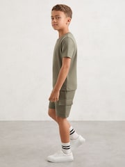 Reiss Sage Oliver 9-13 yrs Interlock-Jersey Cargo Shorts - Image 3 of 5