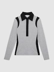 Reiss Denise Jersey Colour-Block Long-Sleeve Shirt - Imaginea 2 din 7