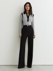 Reiss Denise Jersey Colour-Block Long-Sleeve Shirt - Imaginea 3 din 7