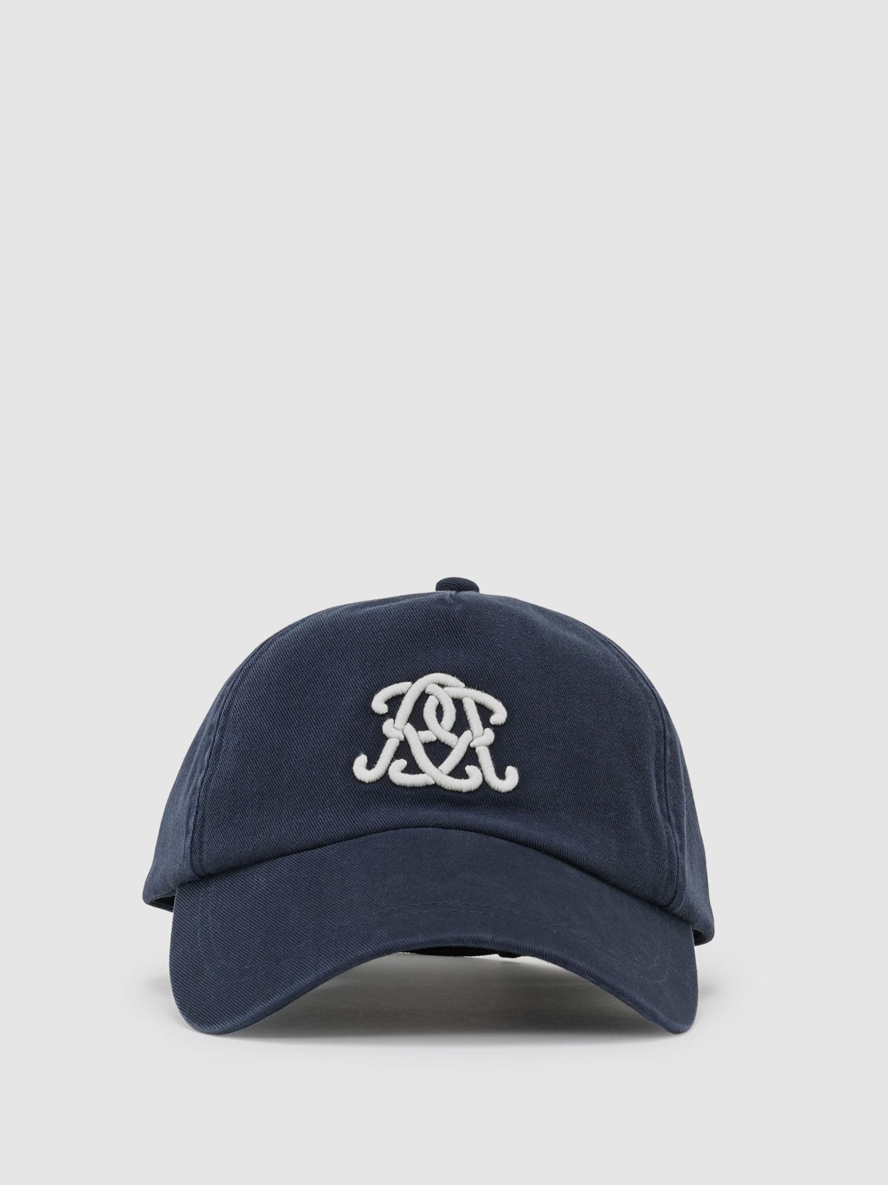 Reiss Navy Monogram-embroidered Baseball Cap