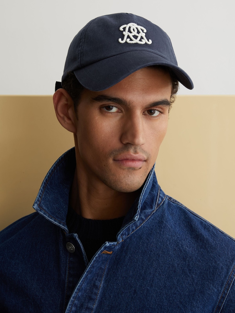 Reiss Navy Luzon Monogram-Embroidered Baseball Hat - Image 2 of 5