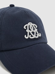 Reiss Navy Luzon Monogram-Embroidered Baseball Hat - Image 5 of 5