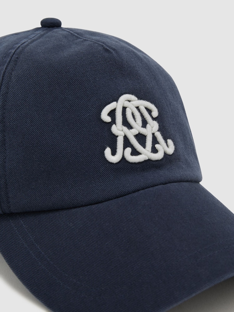 Reiss Navy Luzon Monogram-Embroidered Baseball Hat - Image 5 of 5