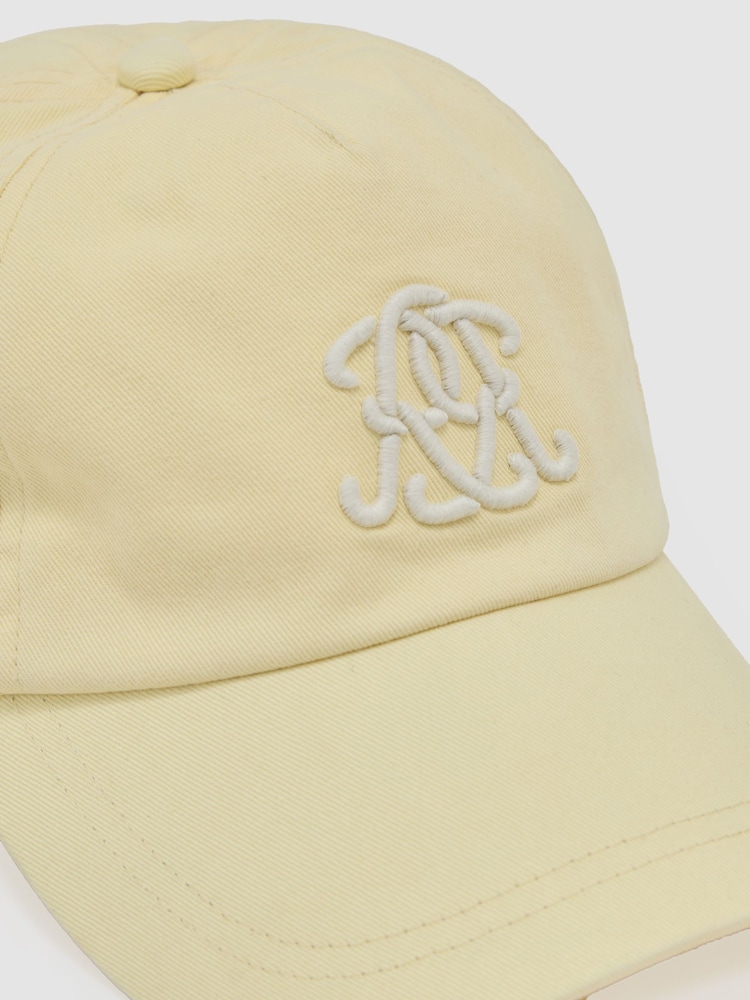 Reiss Powder Yellow Luzon Monogram-Embroidered Baseball Hat - Image 5 of 5