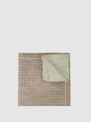 Reiss Light Brown Pier Silk Diamond-Print Pocket Square - Image 1 of 4