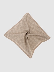 Reiss Light Brown Pier Silk Diamond-Print Pocket Square - Image 2 of 4