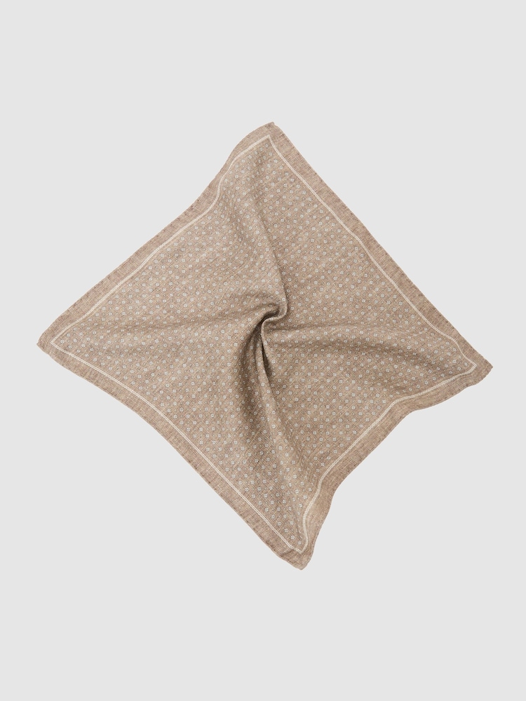 Reiss Light Brown Pier Silk Diamond-Print Pocket Square - Image 2 of 4