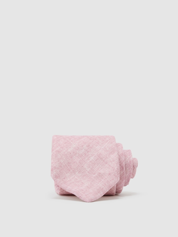 Reiss Rose Pink Luciano Linen Woven Tie - Image 1 of 5