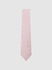 Reiss Rose Pink Luciano Linen Woven Tie - Image 2 of 5