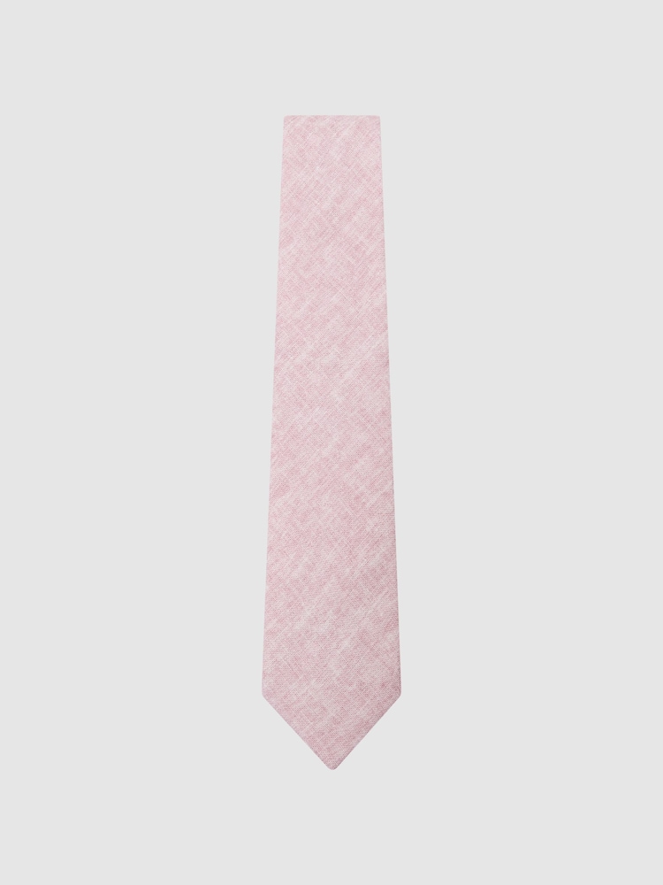 Reiss Rose Pink Luciano Linen Woven Tie - Image 2 of 5