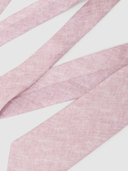 Reiss Rose Pink Luciano Linen Woven Tie - Image 3 of 5