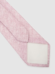 Reiss Rose Pink Luciano Linen Woven Tie - Image 4 of 5