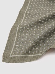 Reiss Sage Green Pier Silk Diamond-Print Pocket Square - Image 4 of 5