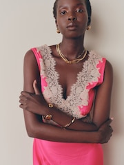 Rixo Cerise Lysandra Cerise Lace Trim Midi Dress - Image 2 of 8