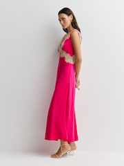 Rixo Cerise Lysandra Cerise Lace Trim Midi Dress - Image 6 of 8