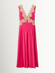 Rixo Cerise Lysandra Cerise Lace Trim Midi Dress - Image 8 of 8