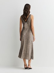 Rixo Brown Sandrine Antelope Spot Black Midi Dress - Image 3 of 6