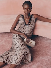 Rixo Brown Sandrine Antelope Spot Black Midi Dress - Image 5 of 6