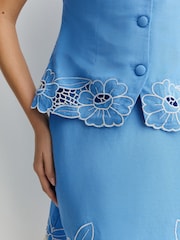 Rixo Daisy Cutwork Embroidery Blue Lucca Waistcoat - Image 6 of 7