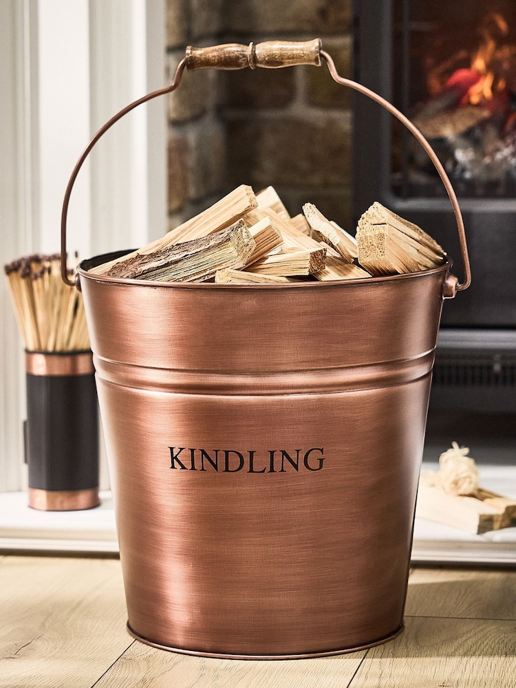 Dibor Copper Antique Kindling Bucket - Image 1 of 5 Dibor Copper Antique Kindling Bucket - Image 1 of 5