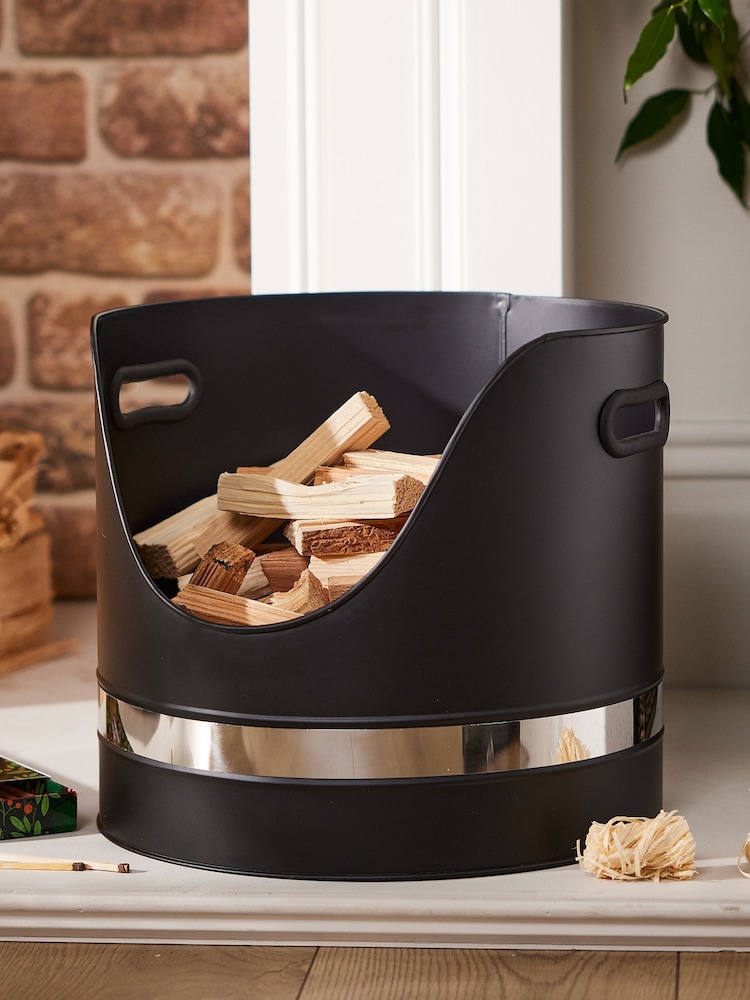 Dibor Black Nickel Log Bucket - Image 1 of 5 Dibor Black Nickel Log Bucket - Image 1 of 5