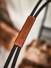 Dibor Black Rounded Iron Log Holder with Leather Handle - Image 3 of 5