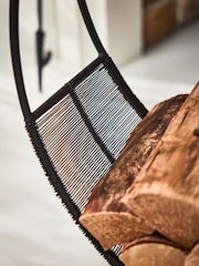 Dibor Black Rounded Iron Log Holder with Leather Handle - Image 4 of 5