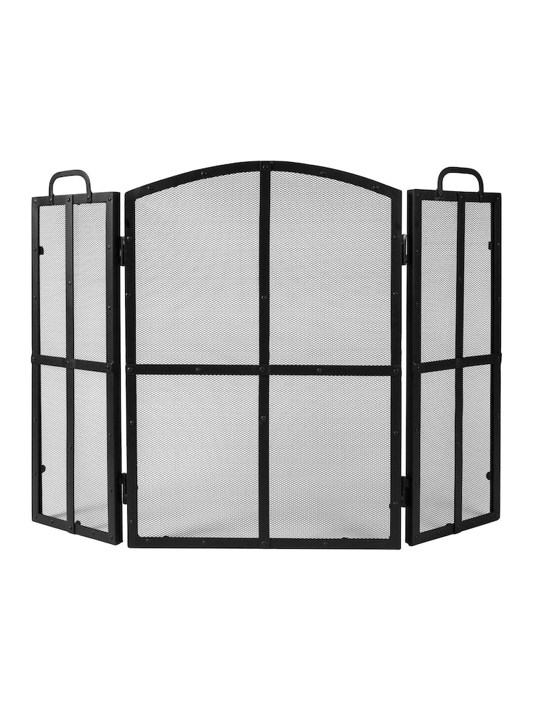 Dibor Black Blacksmith 3-Fold Firescreen with Rivets - Image 2 of 6 Dibor Black Blacksmith 3-Fold Firescreen with Rivets - Image 2 of 6