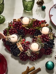 Dibor Cinnamon Pine Round Tealight 30cm Centrepiece - Image 1 of 6