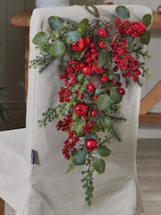 Dibor Berries and Baubles Pre-Lit 70cm Christmas Swag - Image 1 of 5