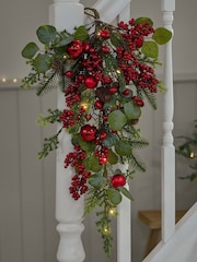 Dibor Berries and Baubles Pre-Lit 70cm Christmas Swag - Image 2 of 5