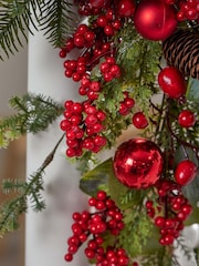 Dibor Berries and Baubles Pre-Lit 70cm Christmas Swag - Image 4 of 5