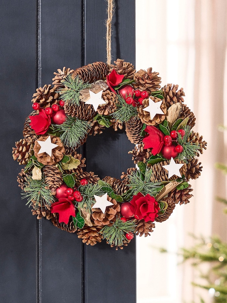 Dibor Stars and Roses Winter 35cm Wreath - Image 1 of 5 Dibor Stars and Roses Winter 35cm Wreath - Image 1 of 5