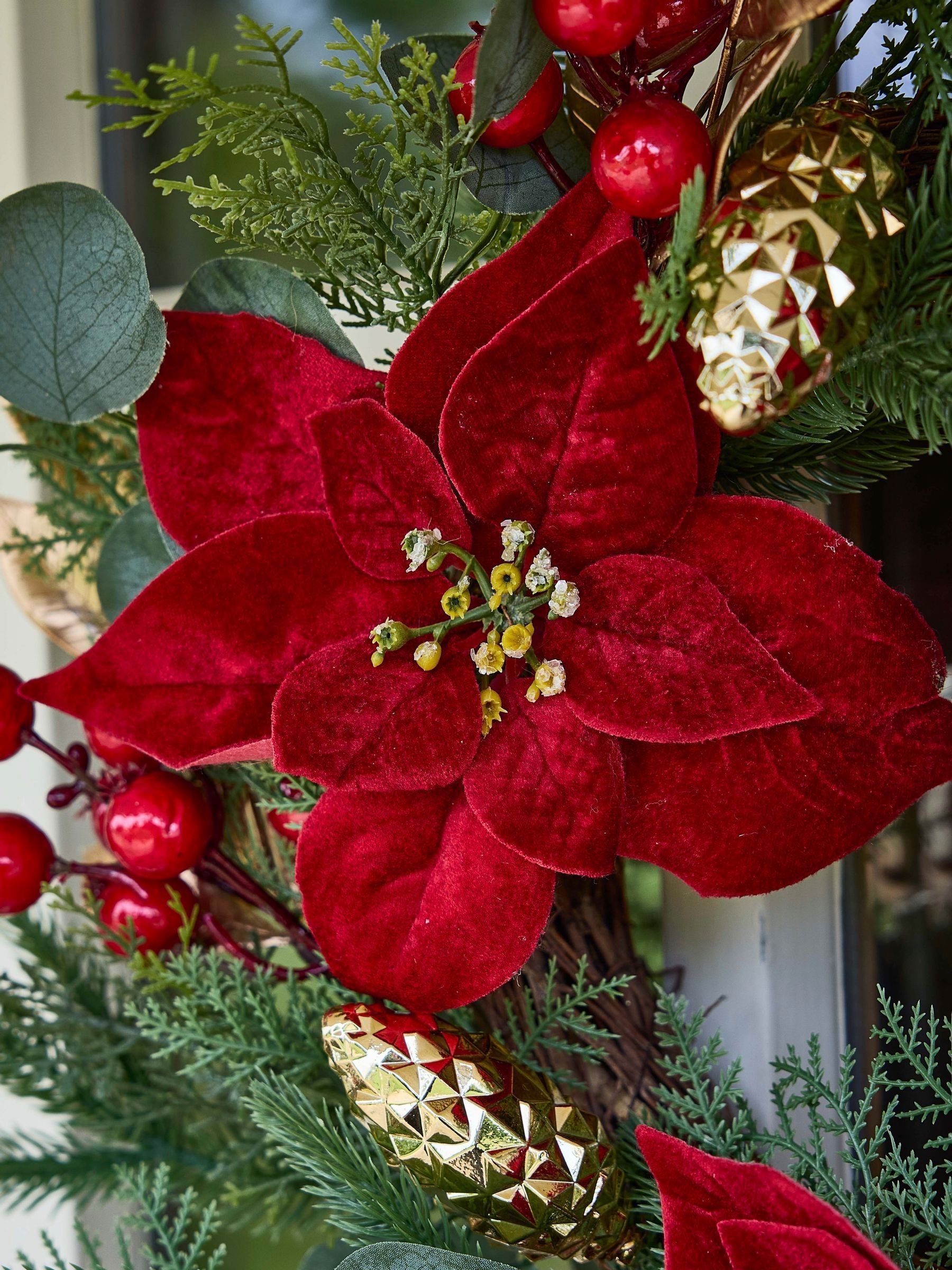 Buy Dibor Poinsettia Heritage 55cm Wreath from the Next UK online shop