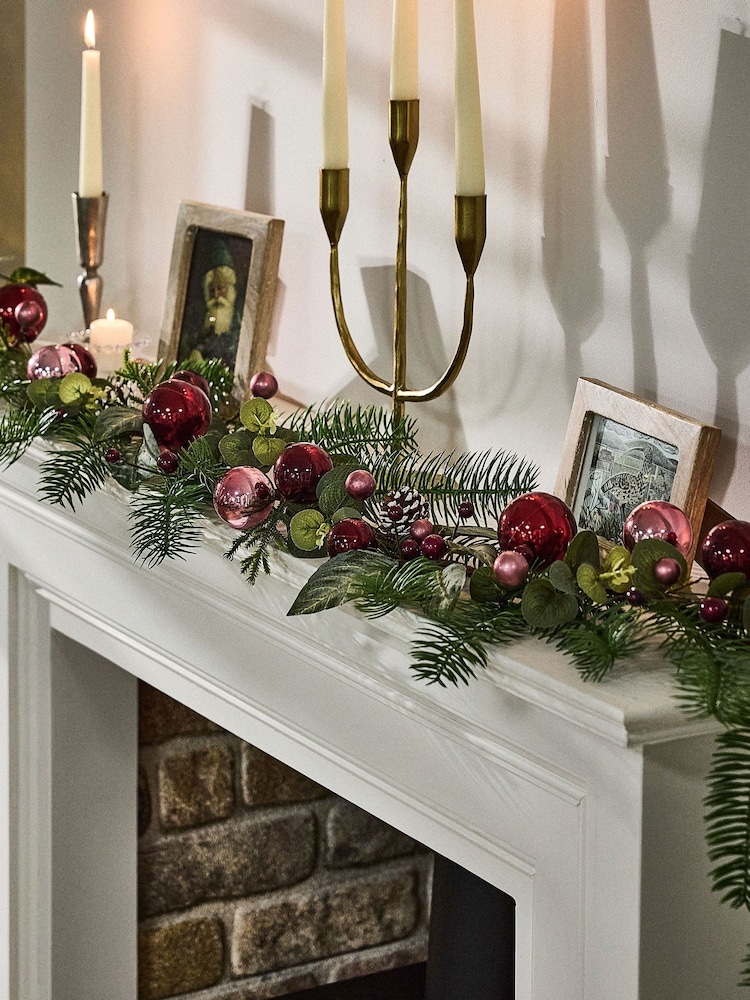 Dibor Red 180cm Waverley Bauble Garland - Image 1 of 5 Dibor Red 180cm Waverley Bauble Garland - Image 1 of 5