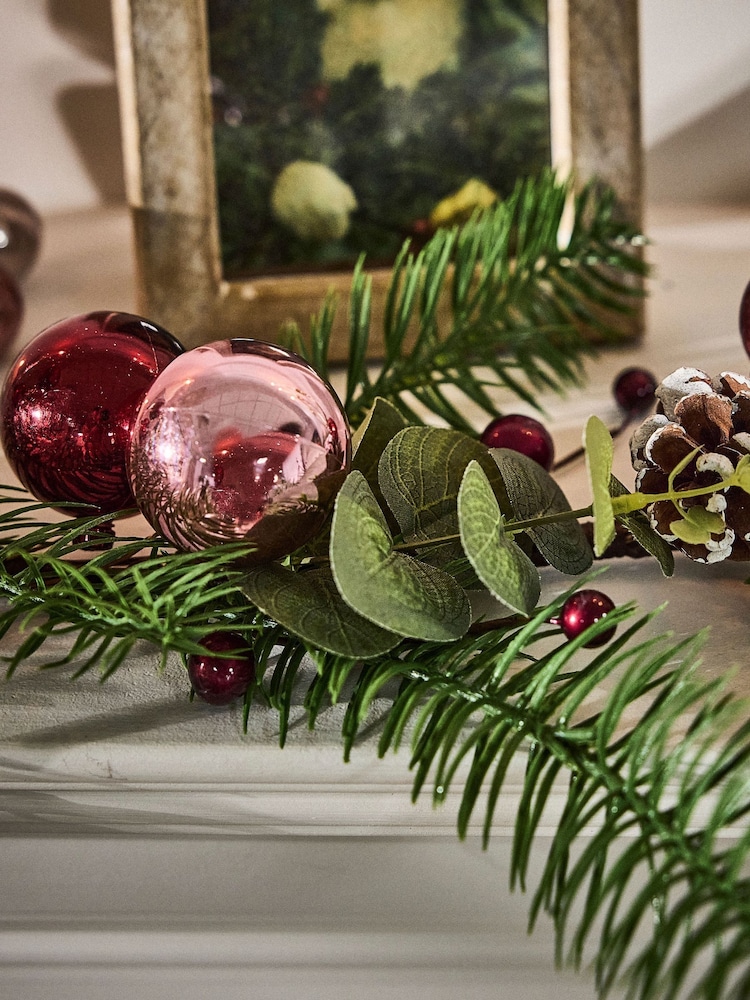 Dibor Red 180cm Waverley Bauble Garland - Image 2 of 5 Dibor Red 180cm Waverley Bauble Garland - Image 2 of 5